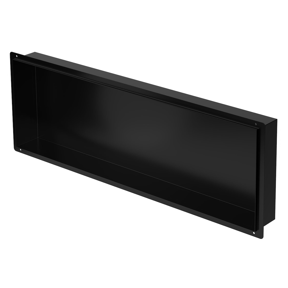 LuxeBath Wandnische Edelstahl 90 × 30 × 10 cm Schwarz – Randlose Duschnische, befliesbares Einbauregal, Duschablage für Badutensilien, großes