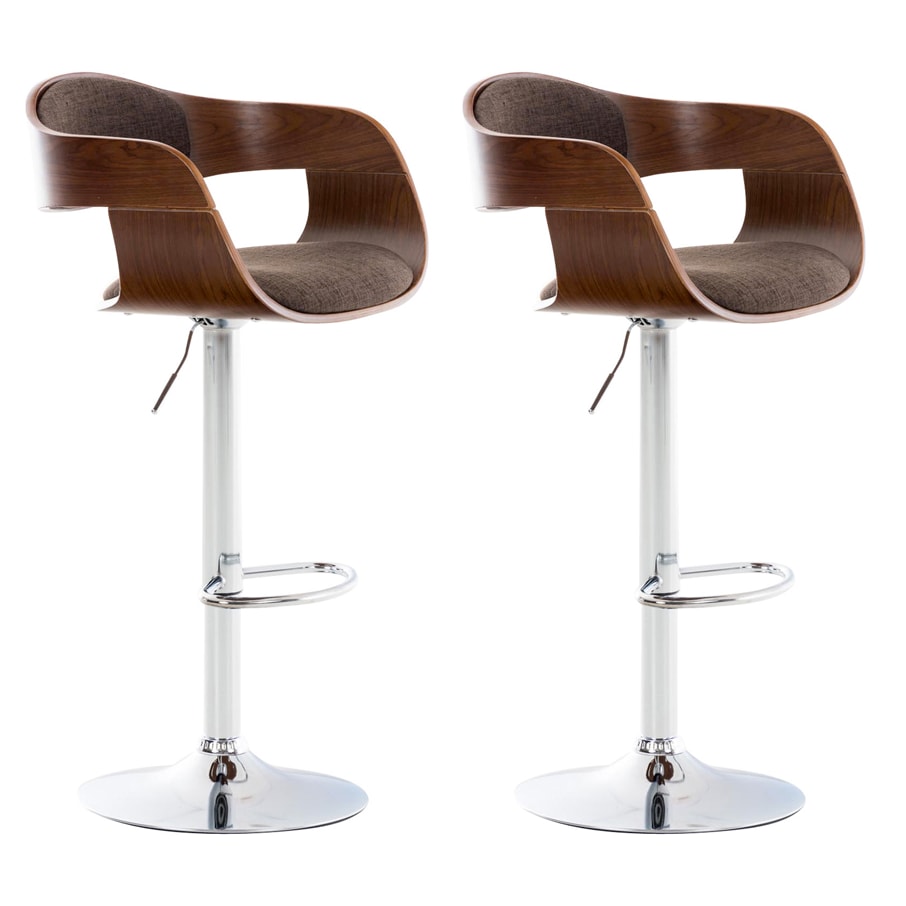 Lot de 2 tabourets de bar Kingston en tissu avec piètement en métal aspect chromé Noyer / Marron