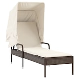 thumbnail of vidaXL Sonnenliege mit Dach Braun Poly Rattan