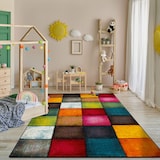 thumbnail of Teppich Kurzflor Karos Wohnzimmer schmutzabweisend Mehrfarbig Läufer 60x110 | 100% Polypropylen, Rücken aus Jute | Florhöhe: 12 mm | pflegeleicht