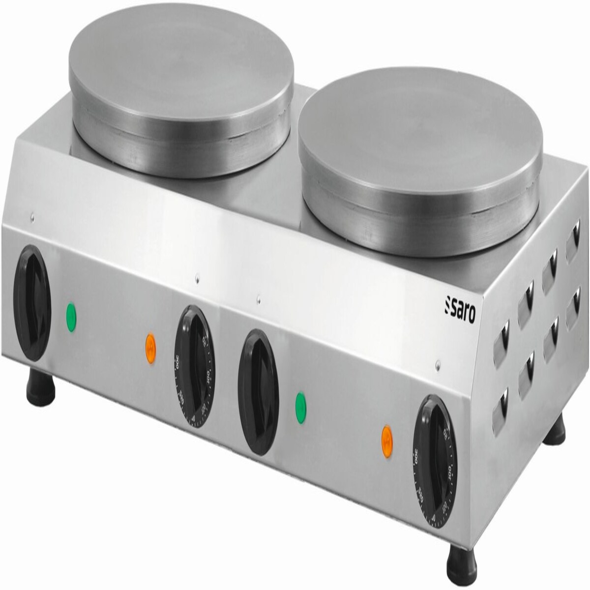 Esmeyer Saro Doppel-Crêpeseisen PIERRE – Profi-Crêpes-Maker mit 2 Gusseisenplatten, 400V, 4,8 kW