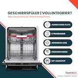 thumbnail of homeX Geschirrspüler 60 cm, Einbau Spülmaschine vollintegrierbar - 14 Maßgedecke, 8 Programme, AquaStop, DWFI601444C