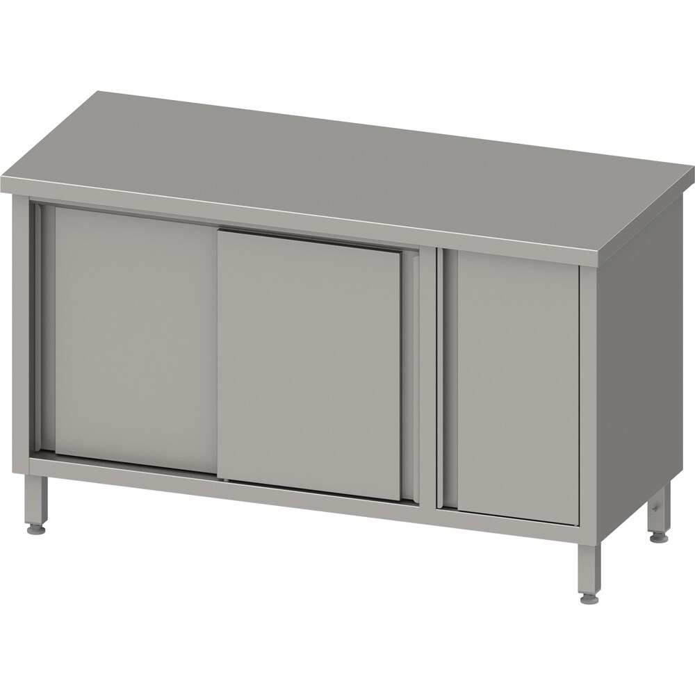 Stalgast Edelstahl Arbeitsschrank mit Schiebetüren, 1200x600x850 mm, mit Flügeltürschrank rechts, ohne Aufkantung, verschweißt