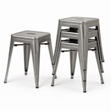 thumbnail of Lot de 4 tabourets bas industriels métal brut - Hauteur 46 cm