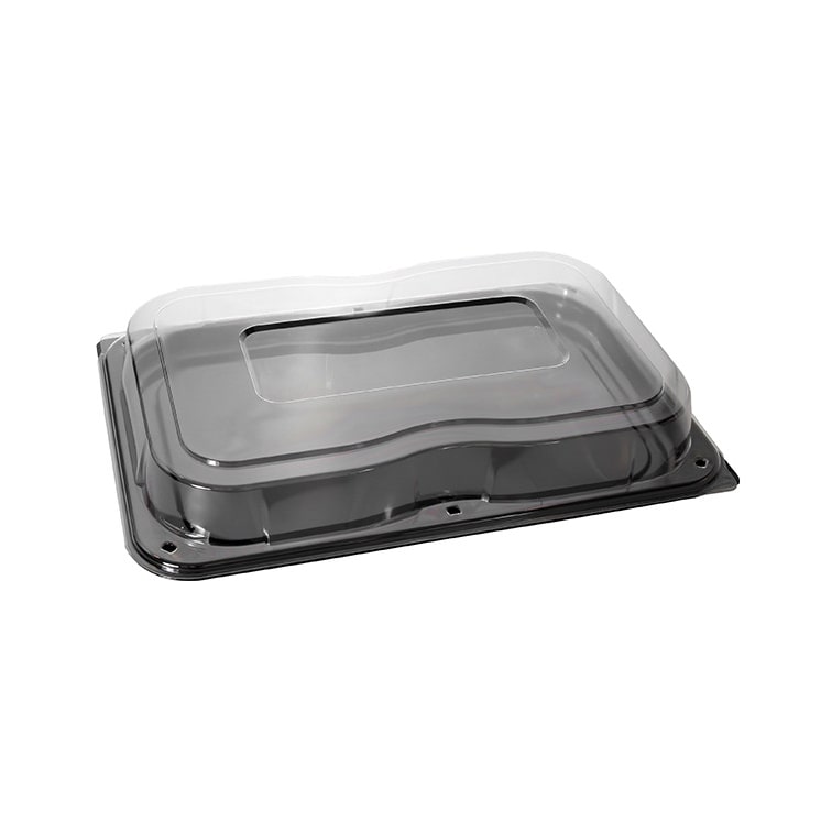 MONOUSO - Bandeja Reutilizable rPET Negra con Tapa  55x37cm (15 Uds)