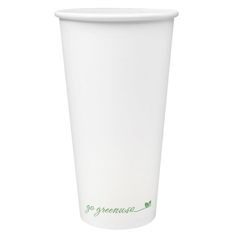 MONOUSO - Vaso de Cartón ''Go Green'' Blanco 20Oz/600ml Ø9,0cm (1.000 Uds)