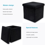 thumbnail of Intirilife Faltbarer Sitzhocker 38 x 38 x 38 cm in SCHWARZ - Sitzwürfel mit Stauraum und Deckel aus Stoff in Cord Optik Fußablage Aufbewahrungsbox