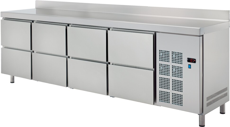 Kühler tisch 8 schubladen - 2545x600x850 mm - 350 W 230/1V - 79289509 Eurast