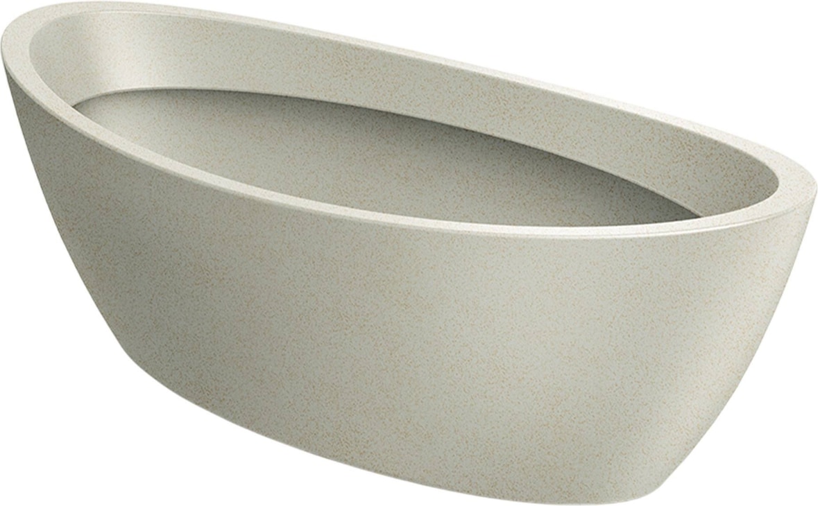 WellHome - Blumentopf aus Rotationsgeformtes Polyethylen 16L 60x28x20cm in farbe Sandweiß - Aria Oval