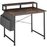 thumbnail of tectake Table de bureau avec étagère de rangement et poche en tissu - Bois foncé industriel, rustique, 120 cm - 404664