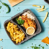 thumbnail of greenbox - Mehrweg Menübehälter "Häppy Box" 24,5 x 20 x 4,5 cm, 2 Kammern, HP4/2, Pfeffer / grau, 15 St.