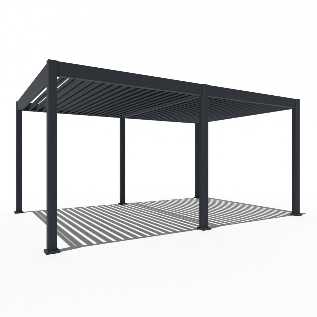 Weide E-Deluxe | elektrische Pergola mit LED | Voll Aluminium | 3,6 x 5,3 M | motorisiertes Lamellendach anthrazit
