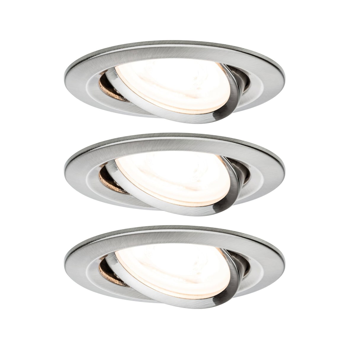 Paulmann Spot encastré LED Nova schwenkbar Kit de base orientable  rond 84mm 50° GU10 3x6,5W 3x460lm 230V  2700K Acier brossé 93429