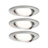 thumbnail of Paulmann Spot encastré LED Nova schwenkbar Kit de base orientable  rond 84mm 50° GU10 3x6,5W 3x460lm 230V  2700K Acier brossé 93429