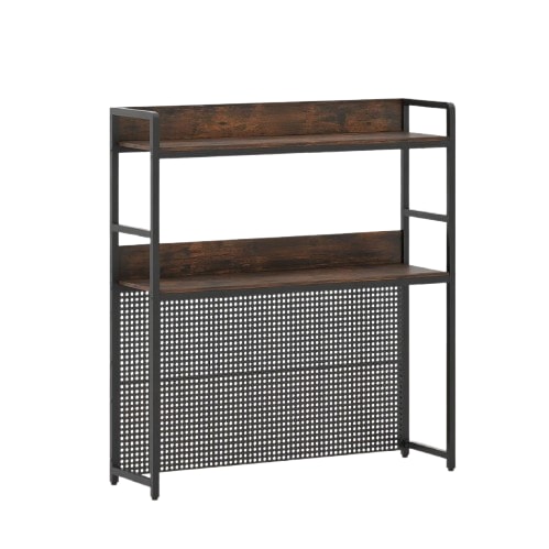 Estante de escritorio COSTWAY, estructura metálica, estante de mesa con tablero perforado, estante de escritorio para monitores de 32 pulgadas