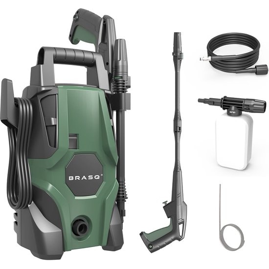 BRASQ Hogedrukreiniger HPW 105 - Terrasreiniger - Hogedrukspuit - 1400 Watt - 105 bar - max. 426 liter / uur - Inclusief accessoires - Complete set