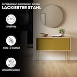 thumbnail of Bisley MultiRange Sideboard in Weiß-Anthrazit - Büroschrank mit Schiebetüren 100cm breit, Retro-Design Kommode aus Holz & Metall, Schrank für Ordner,