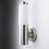 thumbnail of Licht-Erlebnisse Edelstahl Außenlampe BRIGHTON in Silber IP44 33cm Ø8cm rund Moderne Wandleuchte Hof Garten, CX220407(HL103106)