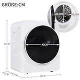 thumbnail of Kompakter Wäschetrockner 59x49x39cm 3 kg Edelstahl Trommel leise energieeffizient Wandmontage platzsparend Timer 20–180 Min Schwarz Weiß