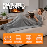 thumbnail of Monzana Heizdecke 180x130cm Teddy Fleece Grau 120W Timer Waschbar Überhitzungsschutz