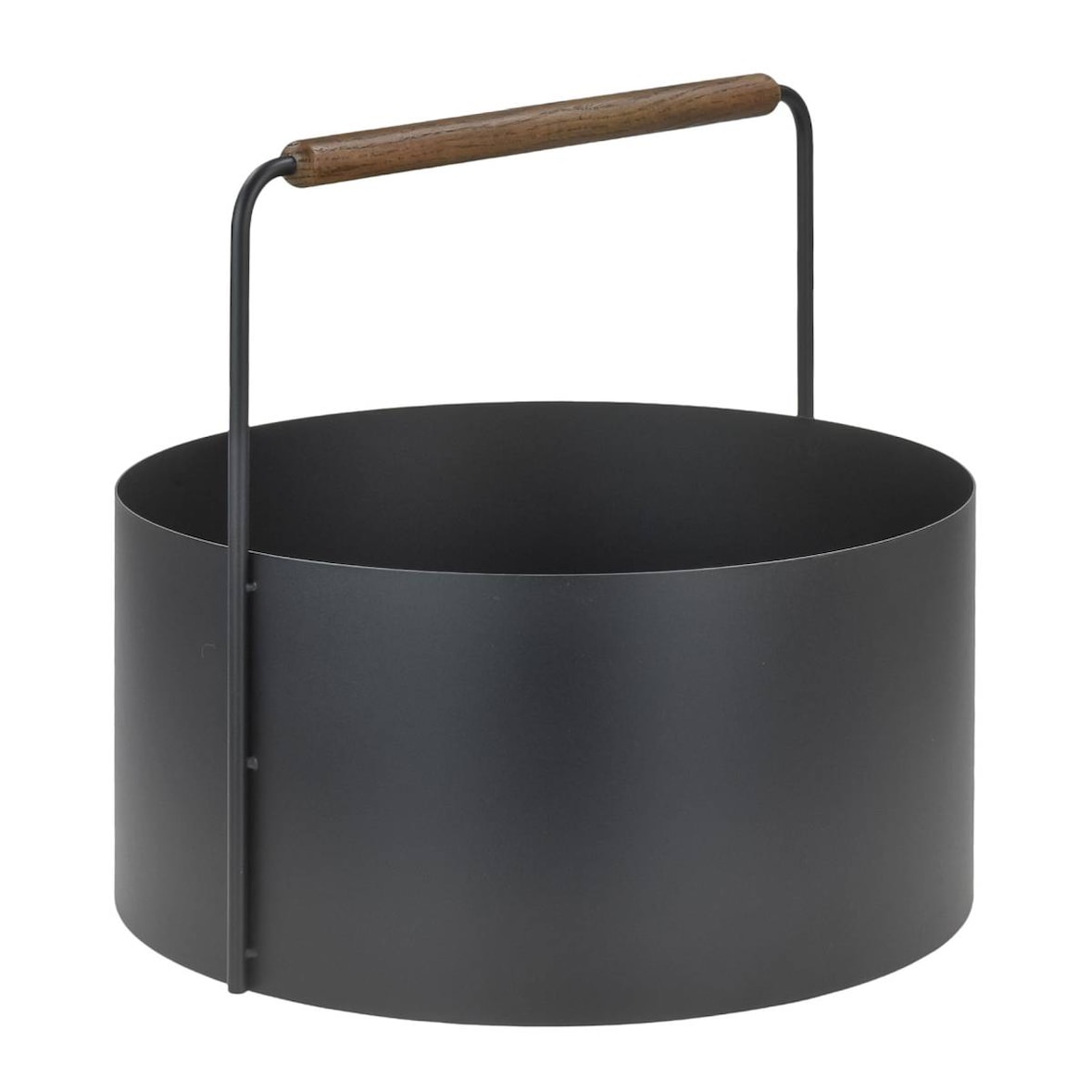 Blomus Holzkorb ASHI Kaminholzkorb Brennholzkorb Ø 45cm Metall mit Holzgriff schwarz/braun