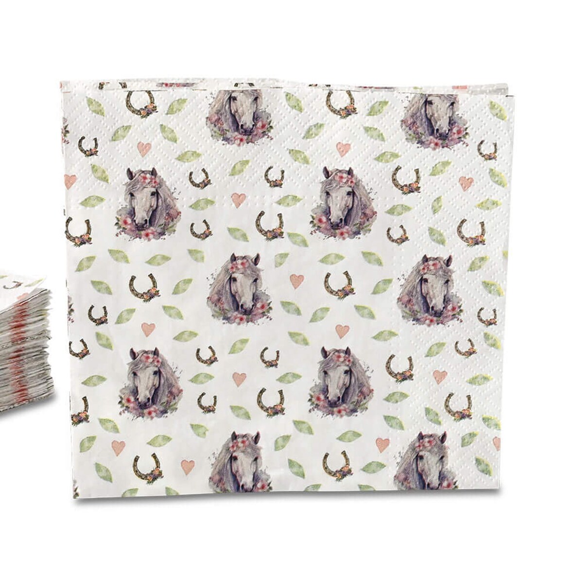 ECOFIESTA 20 Stück Servietten Pferd 33x33cm umweltfreundlich - Saugfähige Party-Servietten Kindergeburtstag - Papier-Servietten stilvoll
