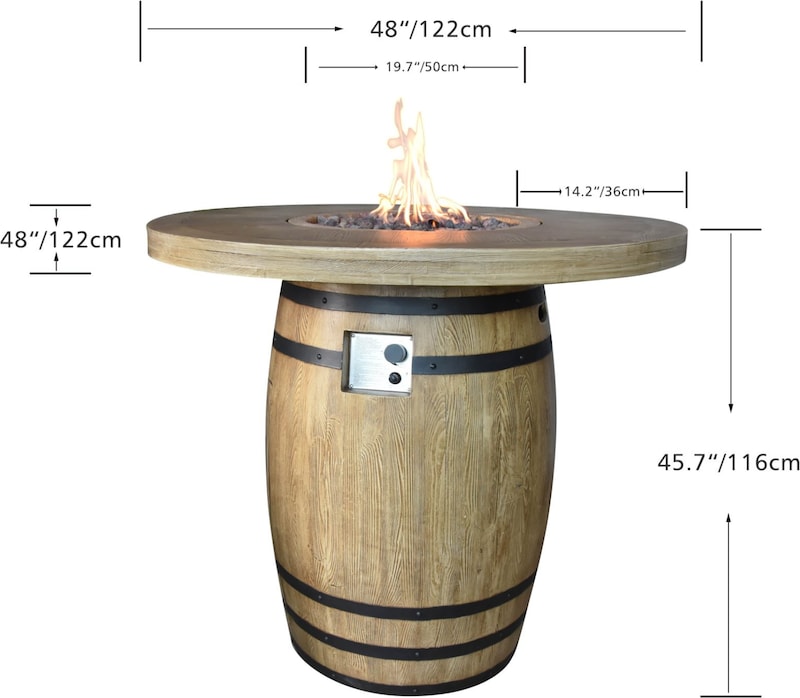 Uma mesa redonda com base de barril.