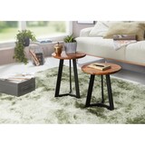 thumbnail of FineBuy Beistelltische 2-teilig Sheesham Metall Holz-Satztisch Industrial Hocker