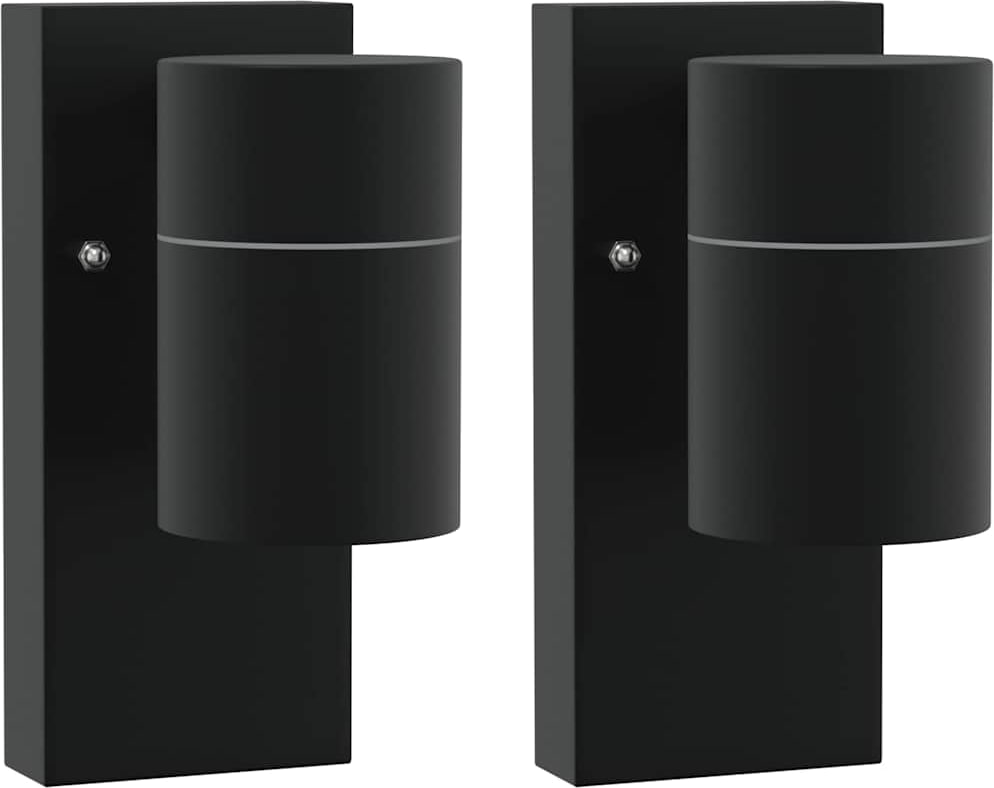 vidaXL Außenwandlampen 2 pcs Schwarz 6,5 x 10,5 x 16 cm Edelstahl