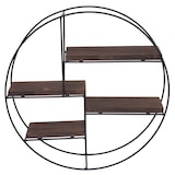 thumbnail of Wandplank HWC-K76, Hangende plank Zwevende plank, 4 planken Metalen massief hout Industrieel 45x45x11cm ~ donkerbruin