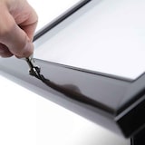 thumbnail of Danieli Store | Tablón de anuncios para exterior negro | Expositor Atril Porta Menú, puerta abatible y cerradura | Tablón para suelo tamaño 2xA4