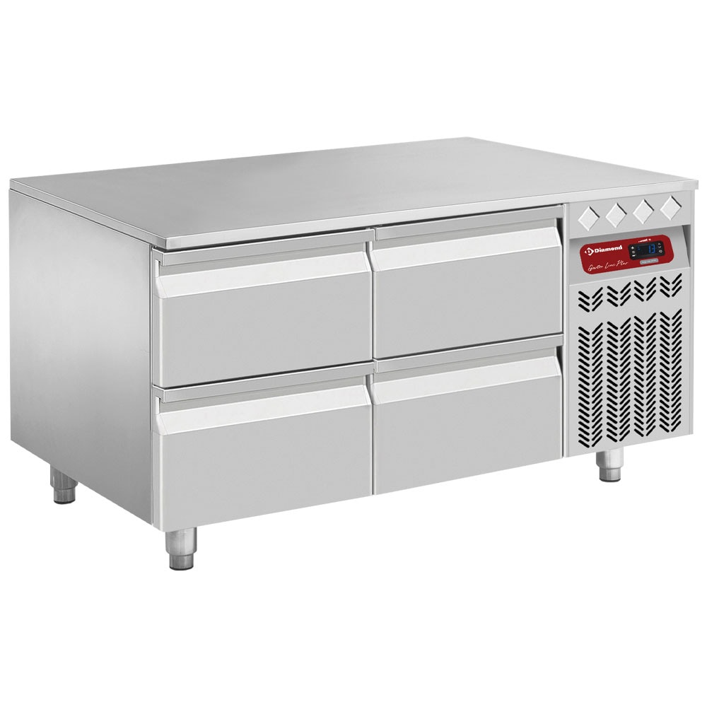 MESA BAJA refrigerada, 4x1/2 cajones h 100 mm