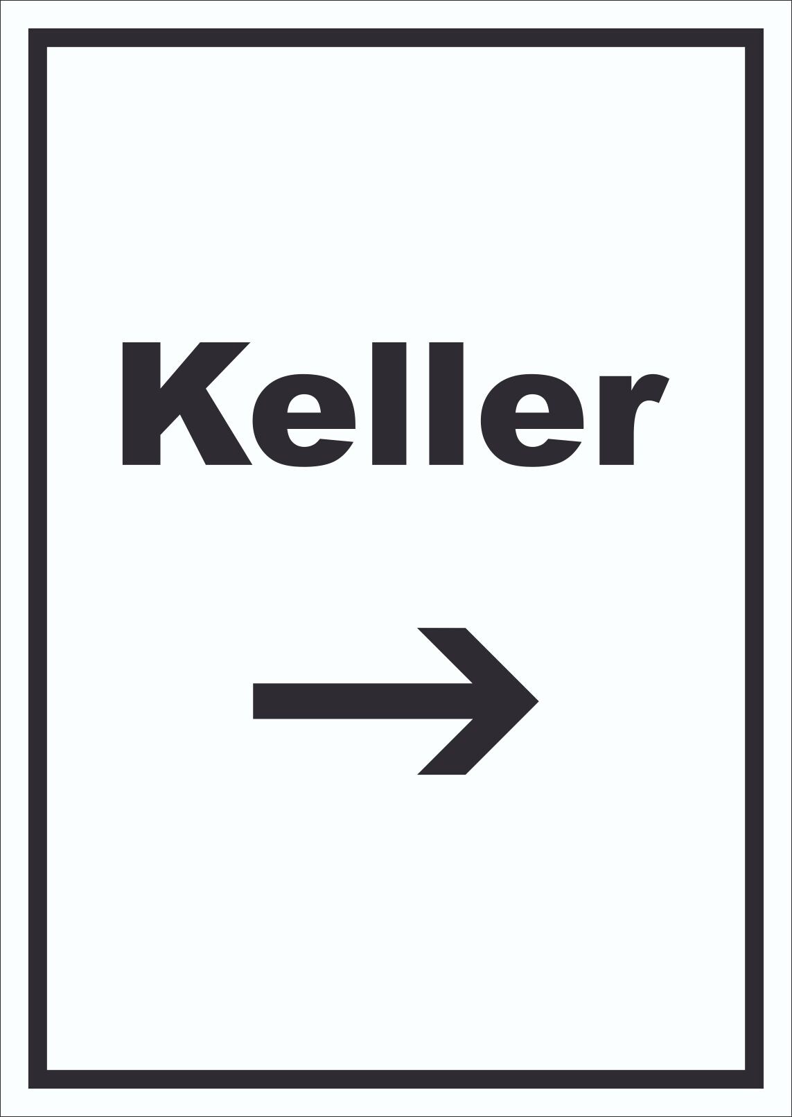 Keller Schild mit Text und Richtungspfeil rechts hochkant A2 (420x594mm)