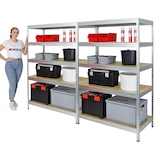 thumbnail of PROREGAL Mega Deal 2x Étagère charge lourde RIVET | HxLxP 180x120x60cm | 250kg par niveau | Galvanisé | Lot d'étagères robustes de Garage Atelier