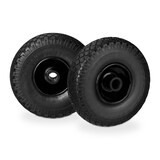 thumbnail of Relaxdays Sackkarrenrad Set, pannensicher, 3.00-4 Vollgummireifen, Stahlfelge, 25 mm Achse, 100 kg, 260x85mm, schwarz