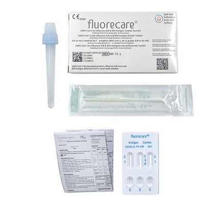 10 Stück fluorecare SARS-CoV-2, Influenza A/B & RSV Combo-Schnelltest, Corona schnelltest
