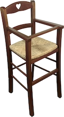 Sicignano Seggiolone Bimbo In Legno, Bianco, Seduta Comoda In Paglia,Struttura Stabile E Sicura, Dimensioni 39x88h Cm – Made In Italy