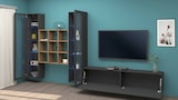 thumbnail of Dmora Wohnzimmermöbel Egidio, Wohnzimmer-Set TV-Möbel mit 3 Türen, Mehrzweck-Wohnmöbel mit Vitrine und LED-Licht, cm 350x30h180, Anthrazit und Ahorn