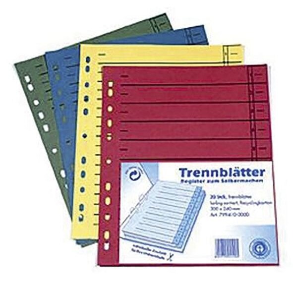 WEKRE 951009920 Trennblätter Lochung hinterklebt A4 Überbreite sortiert 20 Stück