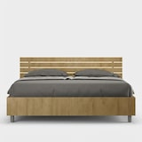 thumbnail of Cama con almacenaje 160x190 con cabecera inclinada de listones roble natural Ankel