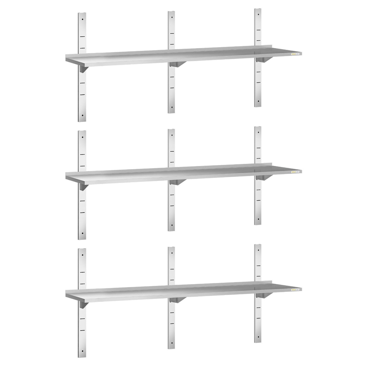 Juego de 3 estantes murales de acero inoxidable PREMIUM 1600 x 300 mm - GOLDINOX. GOLDINOX