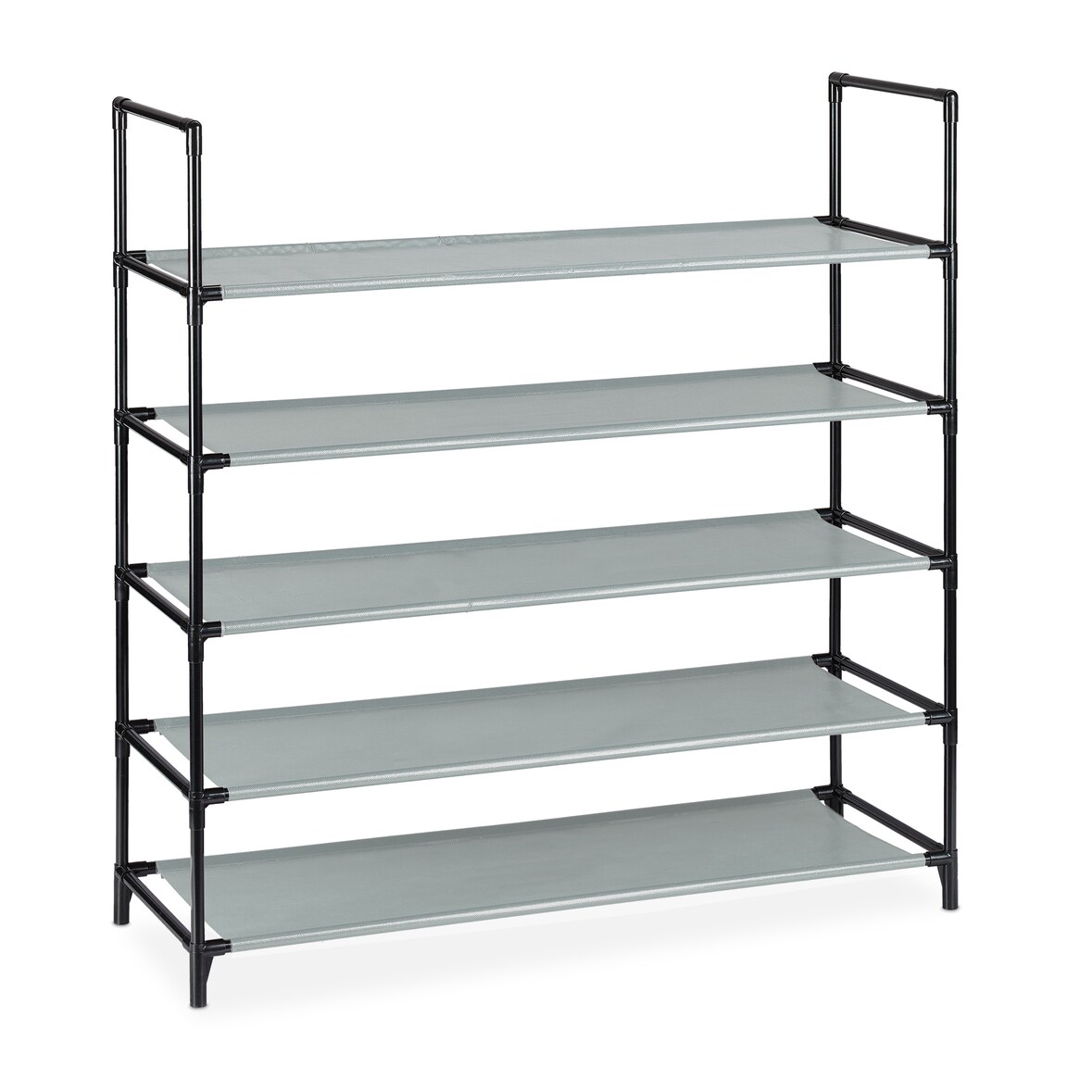 Relaxdays XL Schuhregal Stecksystem, 5 Ebenen, für 20 Paar Schuhe, Stoff Schuhständer, HxBxT: 90,5 x 87,5 x 30 cm, grau