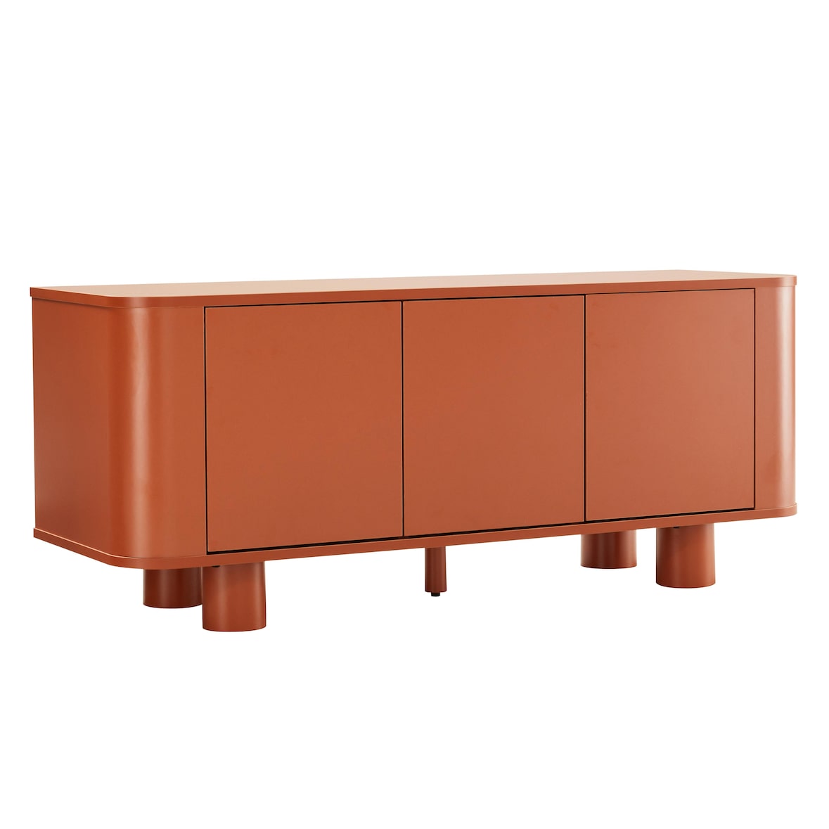 Meuble TV scandinave 3 portes L120 cm terracotta
