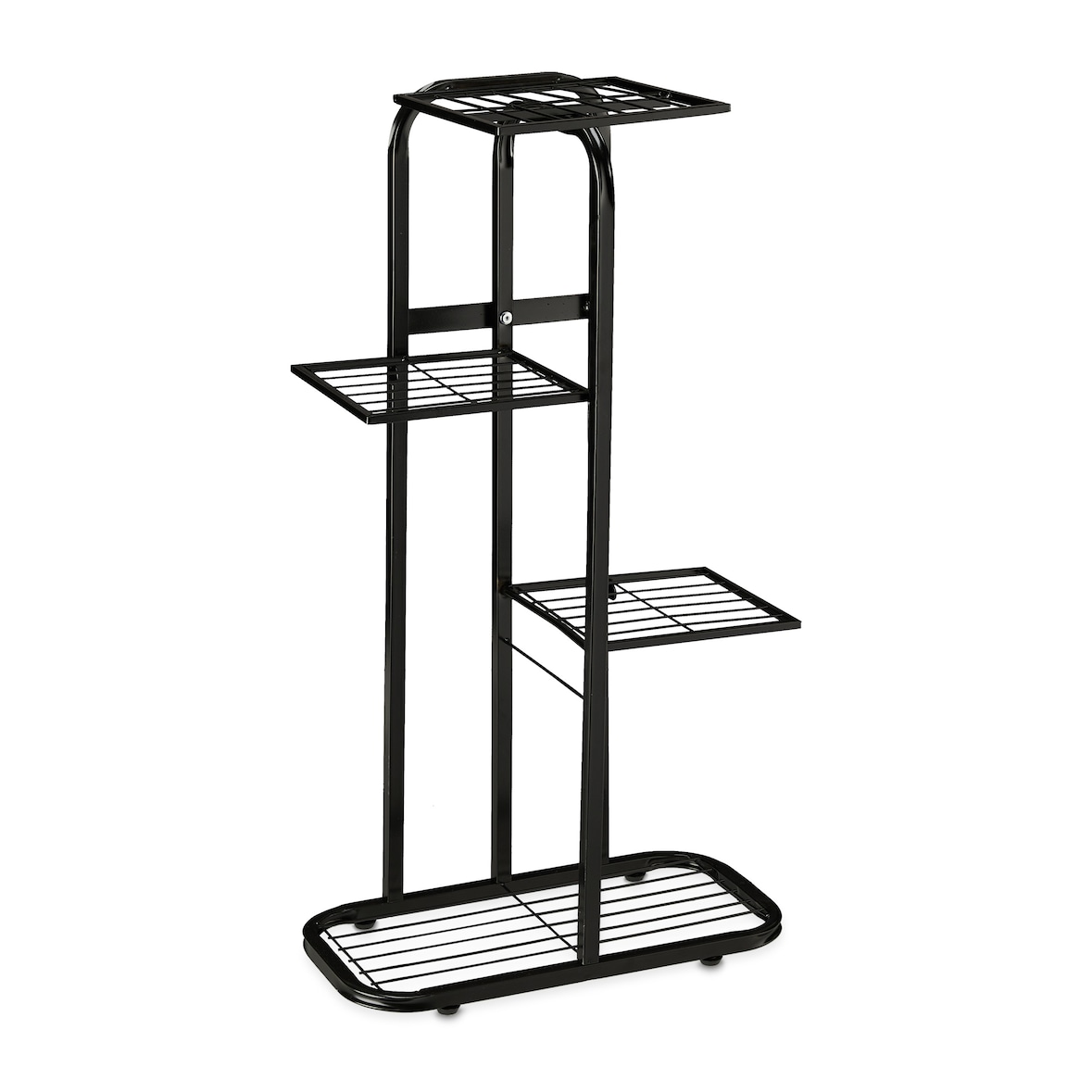 Relaxdays Blumentreppe Metall, 4-stufige Blumenetagere, draußen & drinnen, HBT 81 x 44 x 24,5 cm, Pflanzenregal, schwarz