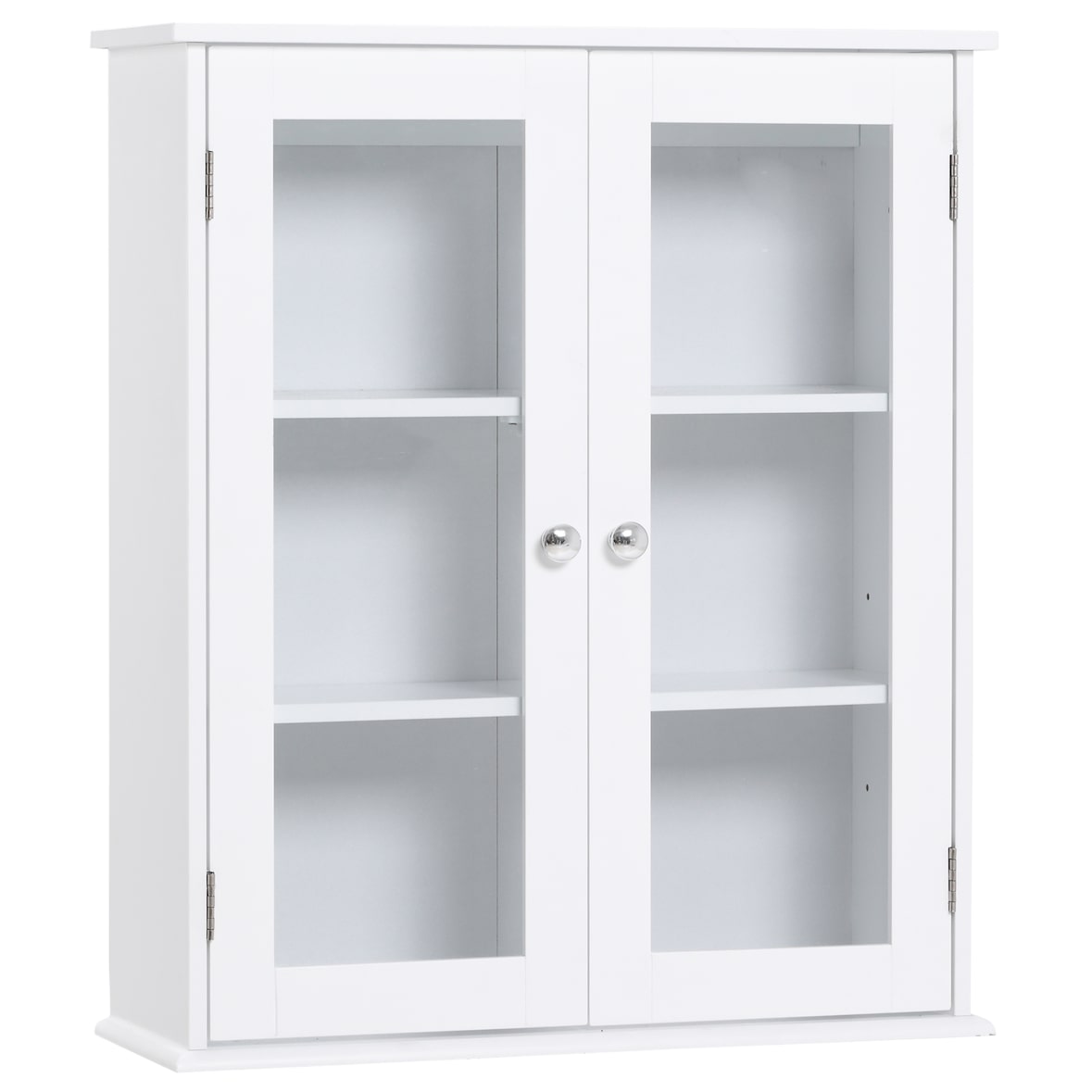 Armario de Pared Baño de 2 Puertas de Cristal Armario Colgante Multiusos para Cocina Salón con Estantes Interiores y Balda Ajustable 55x20x65 cm
