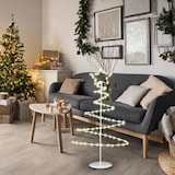 thumbnail of WellHome - Dekorativer weißer Weihnachtsbaum aus Metall mit Stern, 46 LED-Lichtern und Timer, 24 x 10 x 53 cm