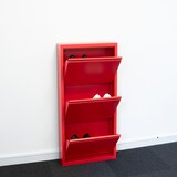 thumbnail of Pisa Schuhschrank mit 3 Klappen/Türen in Metall rot. Fertig montiert geliefert.