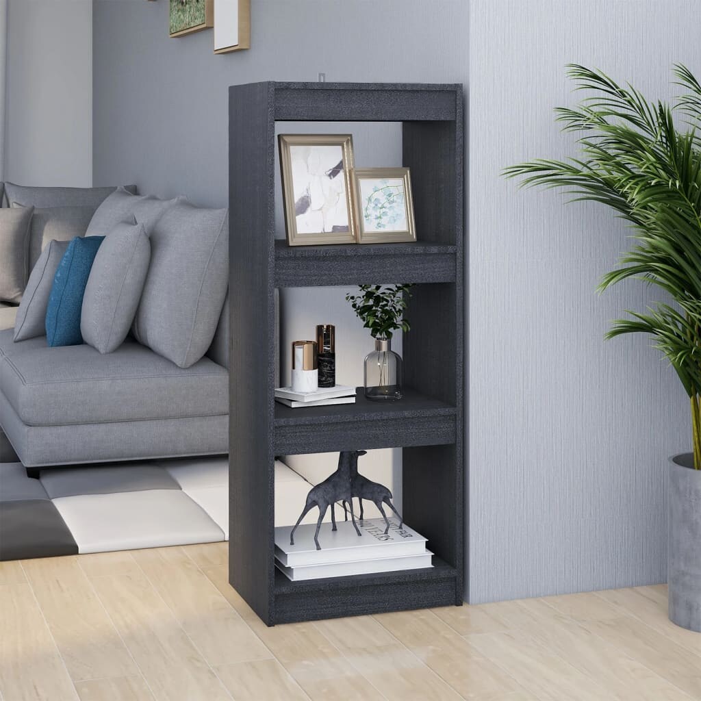 vidaXL Bücherregal/Raumteiler Grau 40x30x103,5 cm Massivholz Kiefer