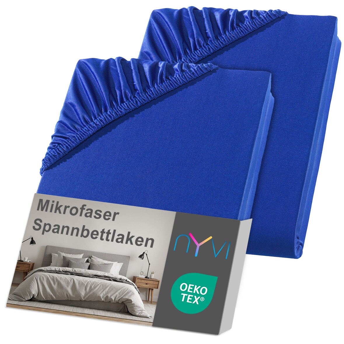 Spannbettlaken DreamScience Mikrofaser - Weich & Anschmiegsam, Rundumgummizug, Bügelfrei 180x200 - 200x200 cm (2er Pack) royalblau