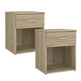 thumbnail of WellHome - Set van 2 Duero-nachtkastjes met 1 lade gemaakt van eikenstructuur 37,6x35,95x47,5cm